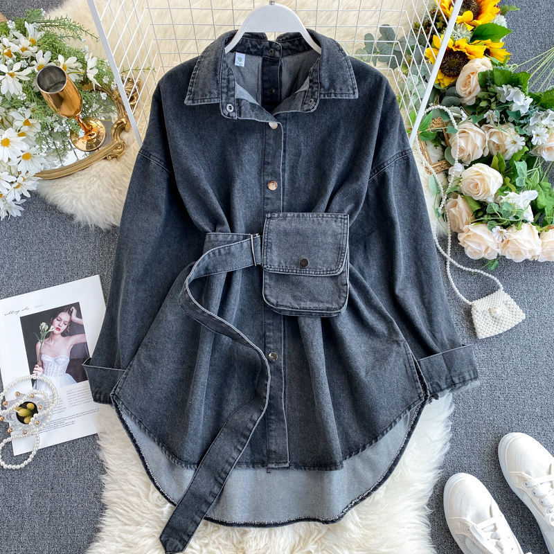 Spring and autumn denim shirt female des...