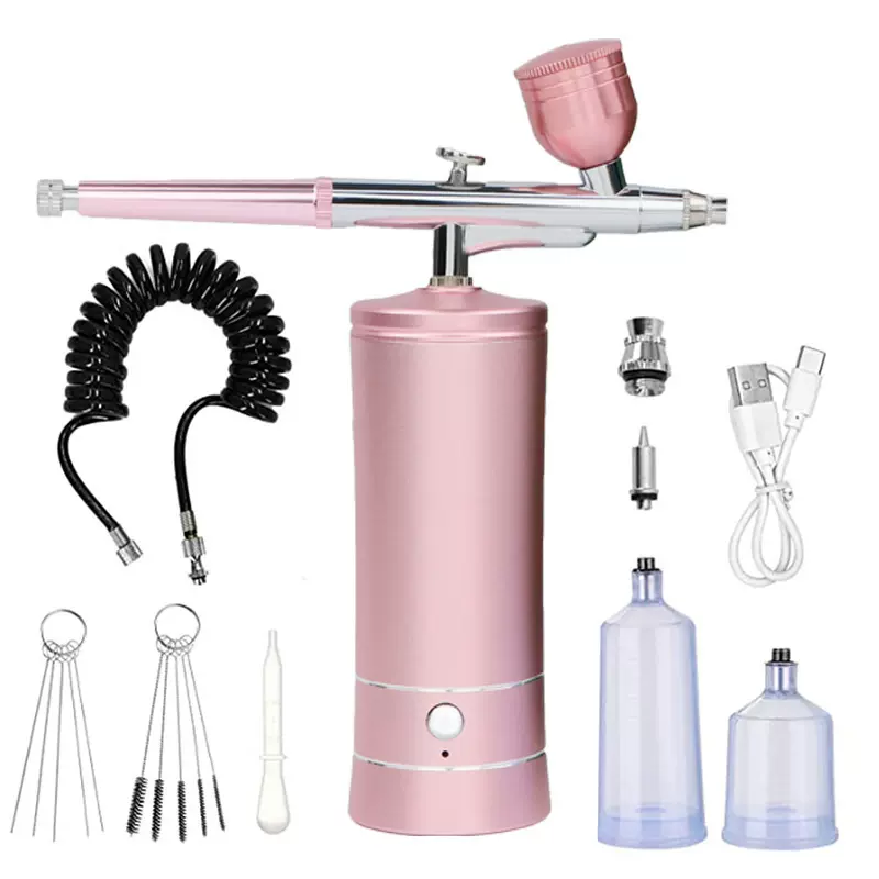 亚马逊彩绘画美甲喷枪气泵一体机套装便携电动喷笔高压注氧仪批发