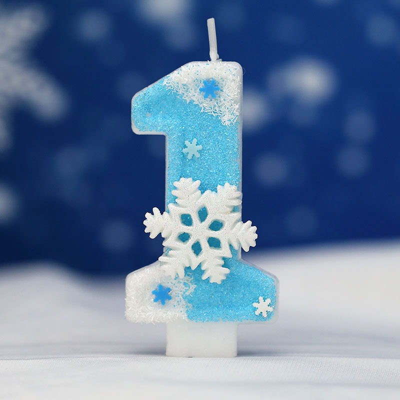 白と青の大きな雪の結晶クリエイティブデジタル誕生日キャンドル新しいアマゾンクロスボーダーホットセール誕生日パーティーの装飾キャンドル|undefined