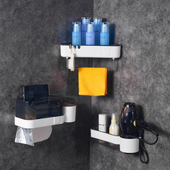Bathroom Triangle Shelf Toilet Paper Holder Wall Mounted Home Waterproof Toilet Paper Roll Holder No Drilling Hair Dryer Rack
