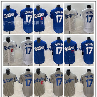 Foreign Trade Wholesale 2024 Dodgers Baseball Uniform No. 17 Ohtani Embroidered Jersey Japanese Team Ohtani Shugo Fans