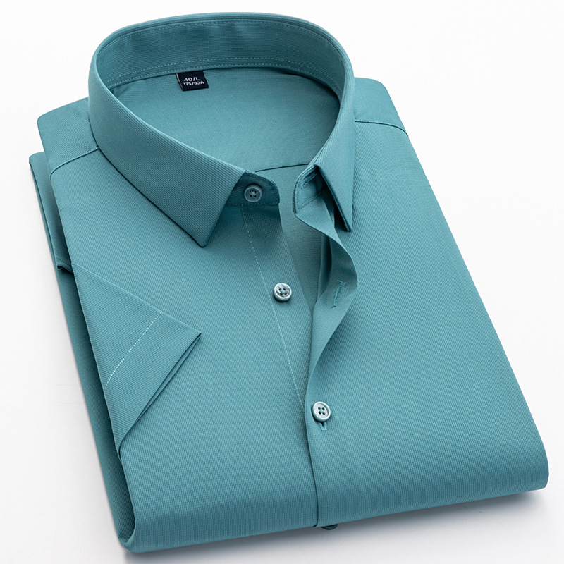 LOGO personalizado camisa de fibra de bambú hombre mangas cortas elásticas sin hierro herramientas anti-arrugas camisa de bambú de negocios caballero