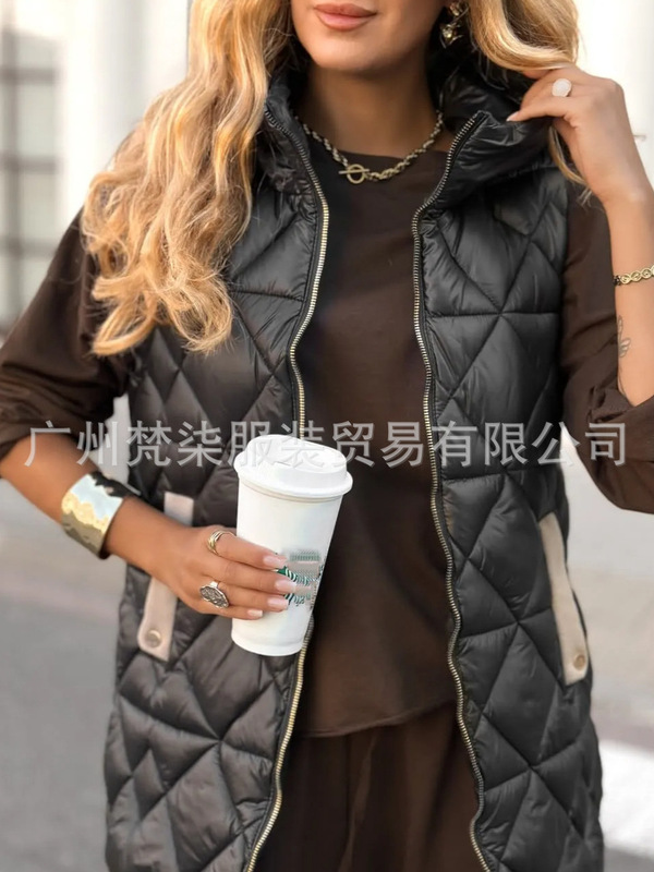 2025亚马逊速卖通宽松立领保暖马甲棉服欧美跨境秋冬新款时尚棉衣|undefined