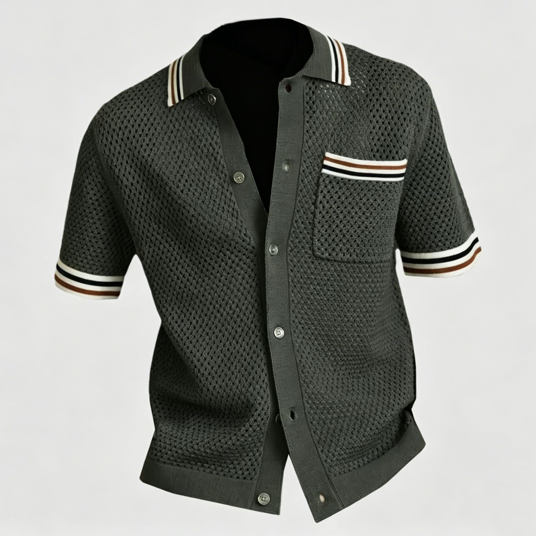 Camisas polo de manga corta de estilo antiguo camiseta de punto hombre torcido británico de negocios camiseta de hielo comercio internacional al por mayor