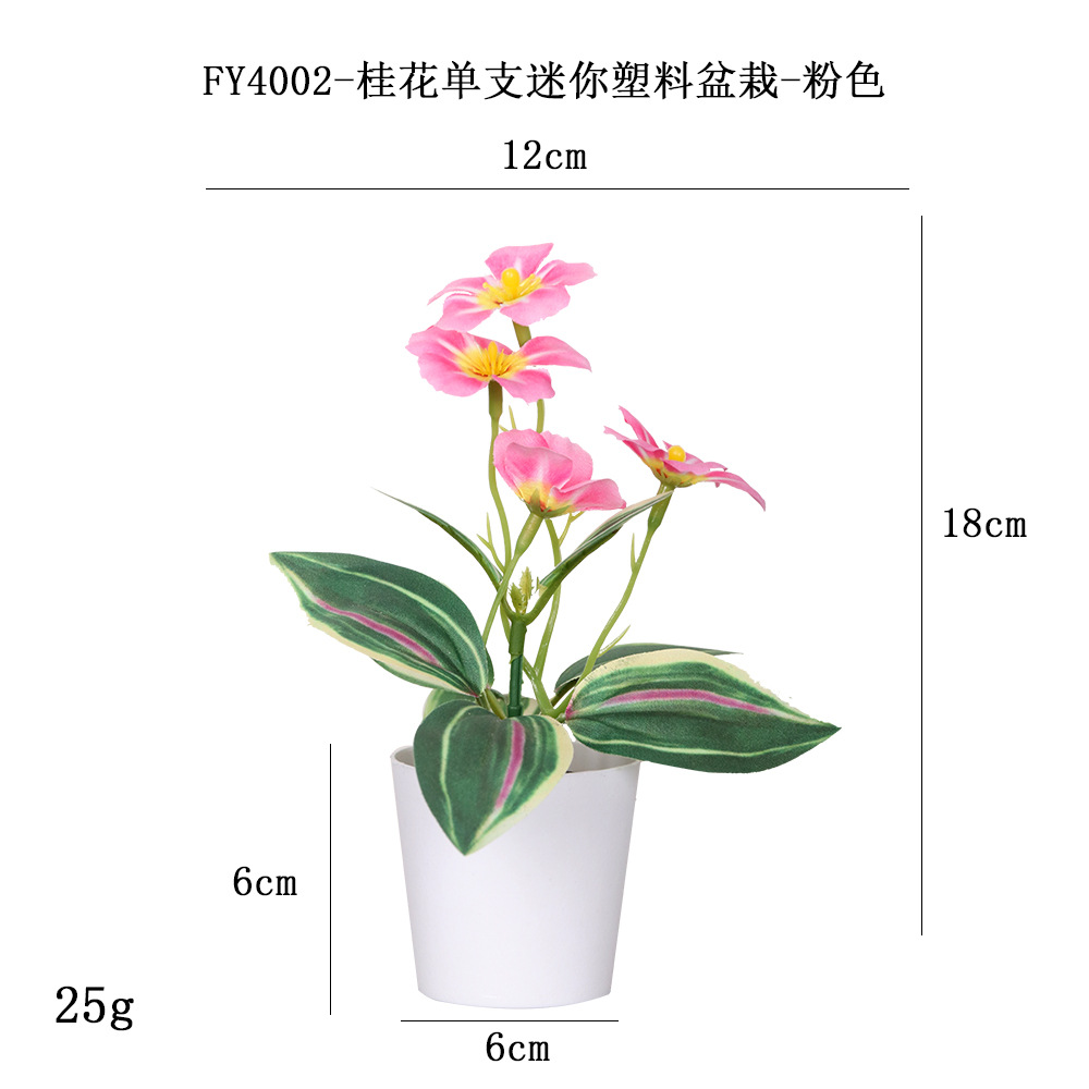 Más de 100 tipos de flores y plantas verdes artificiales, combinaciones de plantas artificiales en macetas de plástico, flores artificiales de gran venta transfronterizas, mini bonsáis artificiales, fuentes de suministro. image 41