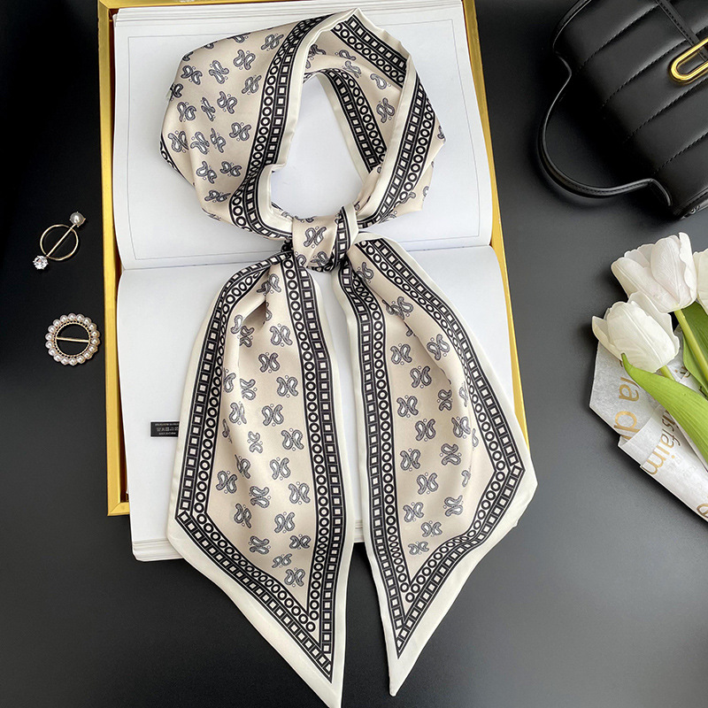 Bufanda larga pequeña para mujer primavera y verano nuevo impreso moda todo partido corbata de pelo bolsa bufanda decorativa cinta banda de pelo