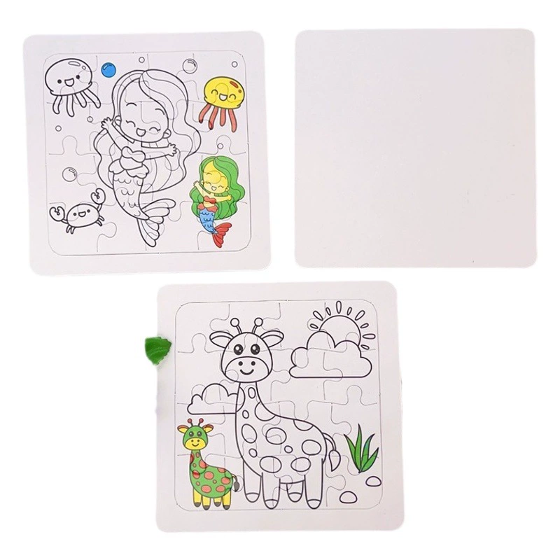 Пазл-раскраска из трех частей доска для рисования мультфильм пустой Пазл-раскраска 3 штуки с акварельной ручкой DIY раскраска пазл