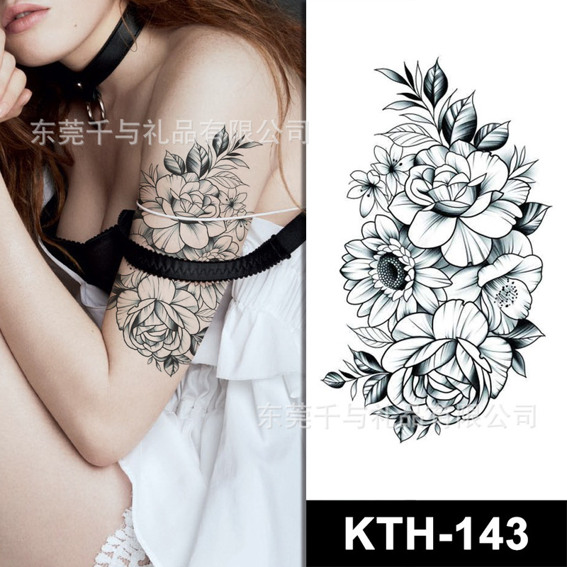 KTH women's flower tattoo stickers rose flower butterfly temporary tattoo stickers sexy clavicle wholesale tattoo