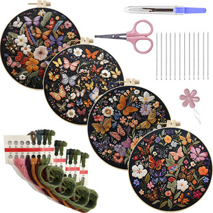 Cross-Border New Product Embroider DIY Butterfly Handmade Fabric Material Package Kit Creative Handmade Needlework English Practice