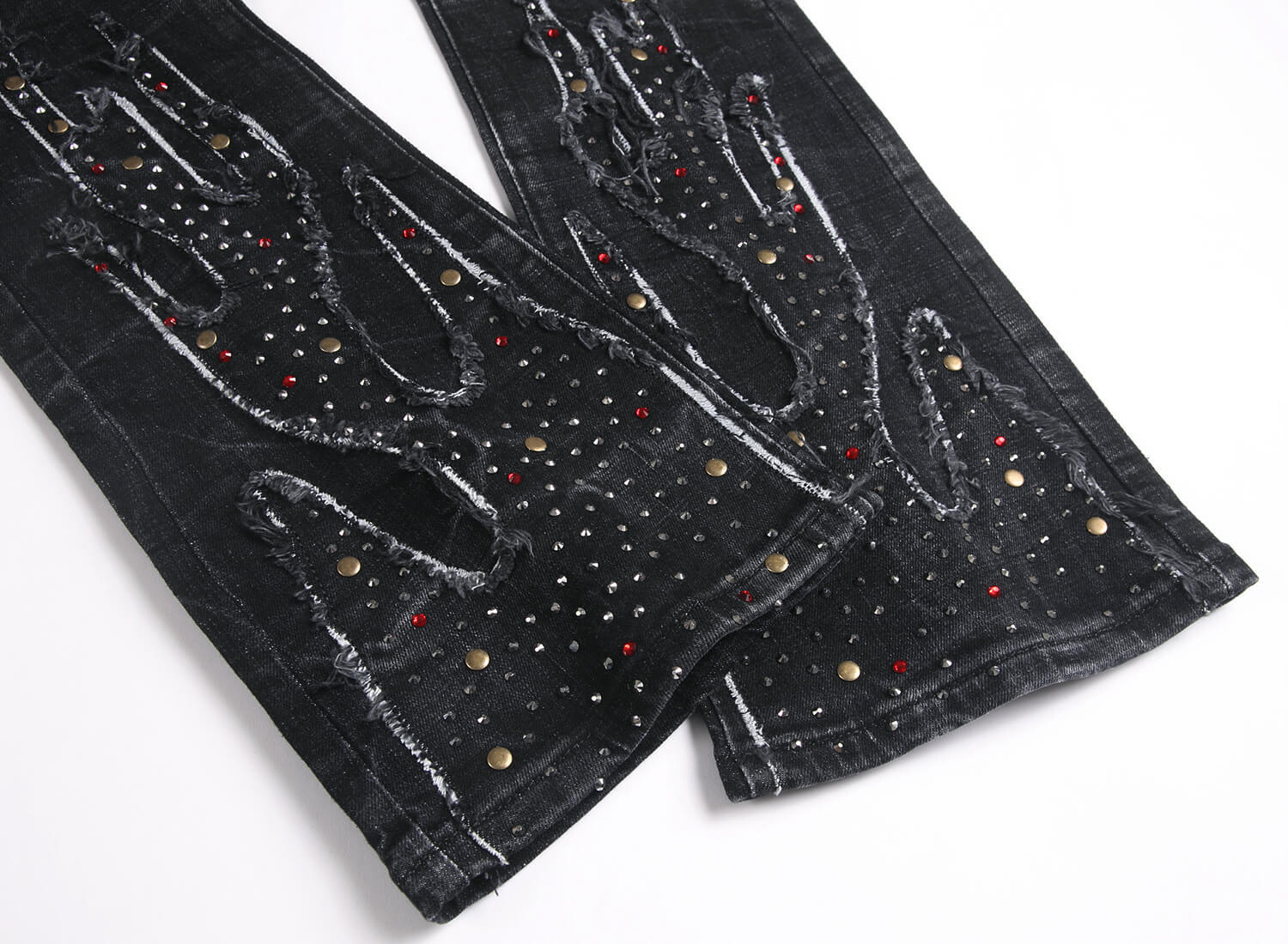 Herren Slim Fit Stretch Jeans Mit Strass Patchwork Design_voghion.com