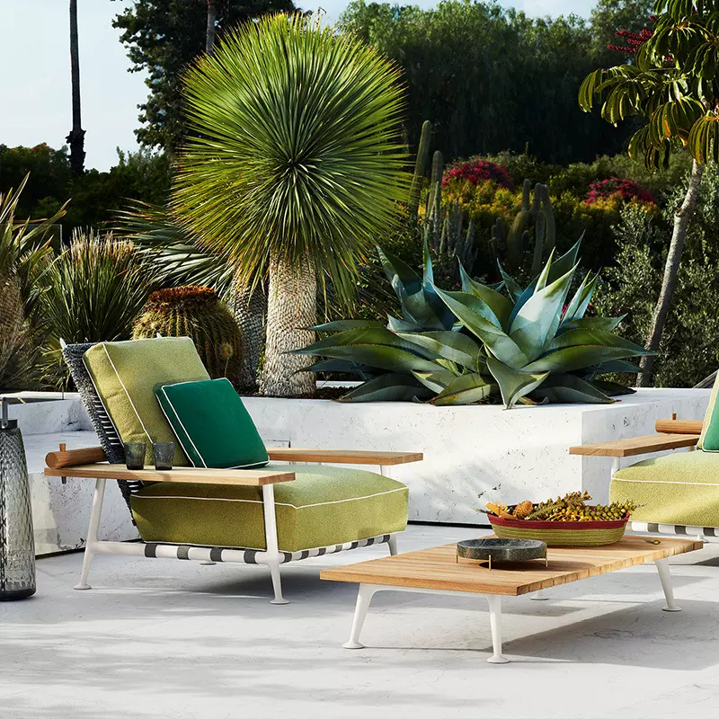 北欧户外柚木沙发组合防水露天庭院客厅阳台室外休闲竹藤编单人椅