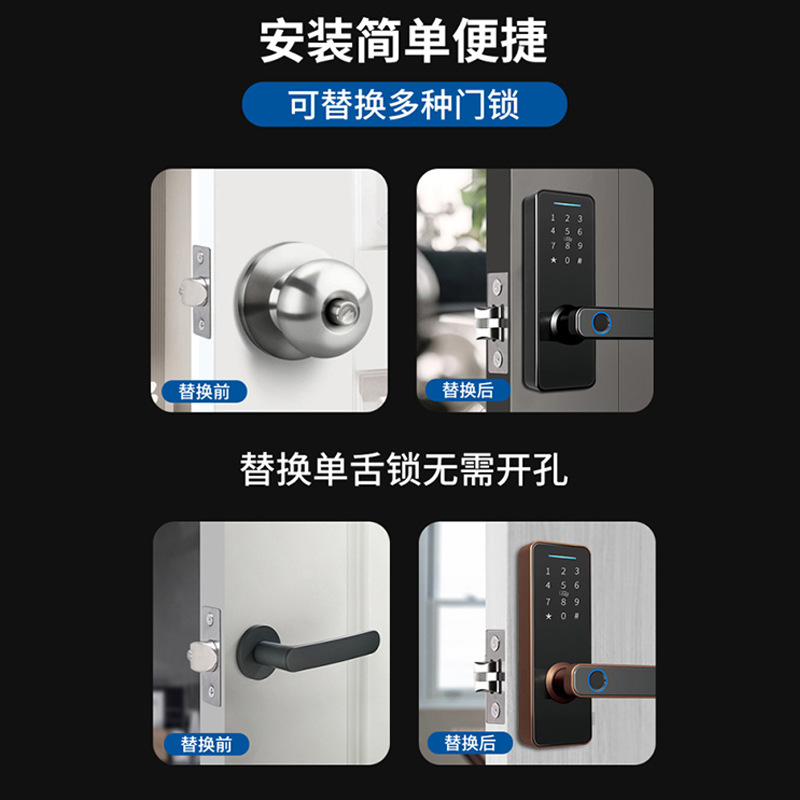 Cerradura inteligente con huella digital para entrada a casa, cerradura electrónica WiFi con control remoto, cerradura con contraseña para interiores todo en uno con aplicación para el hogar.