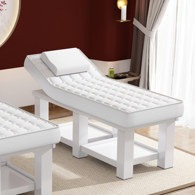Fabricante salón de belleza cama de masaje tatuaje bordado cuerpo de madera maciza cama oreja recogiendo cama spa cama de belleza de látex