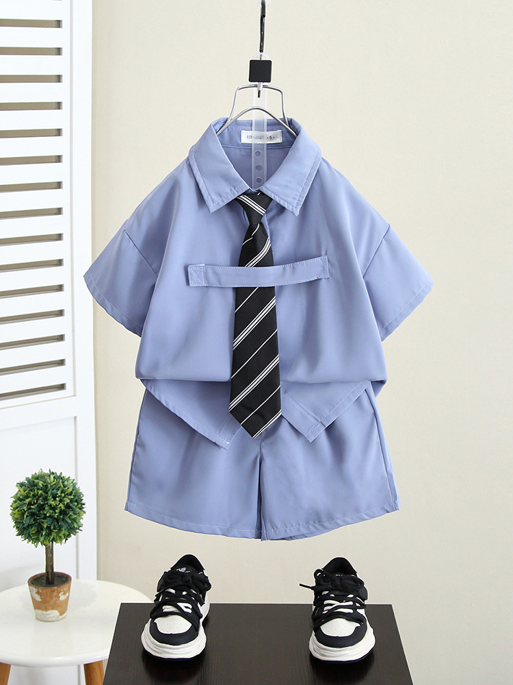 5183 Traje para niños Traje de verano para niños 2025 Nuevo estilo Vestido para niños Traje de rendimiento Bebé Verano Estilo británico
