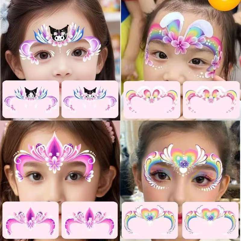Ice Princess Elsa Princess Girls' Painted Forehead Stickers Children's Festival Performance Face Makeup Tattoo Stickers Customized