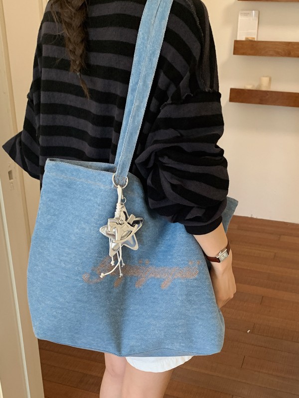 Bolsas de jeans de gran capacidad para mujeres 2026 verano nuevo estilo coreano bolsas de compras de moda viaje ocio bolsas de hombro