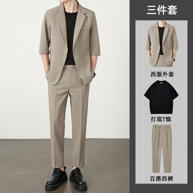 Summer Thin Short-Sleeved Suit for Men, Ins Trendy Casual Loose Jacket, Stylish and High-End Men's Suit