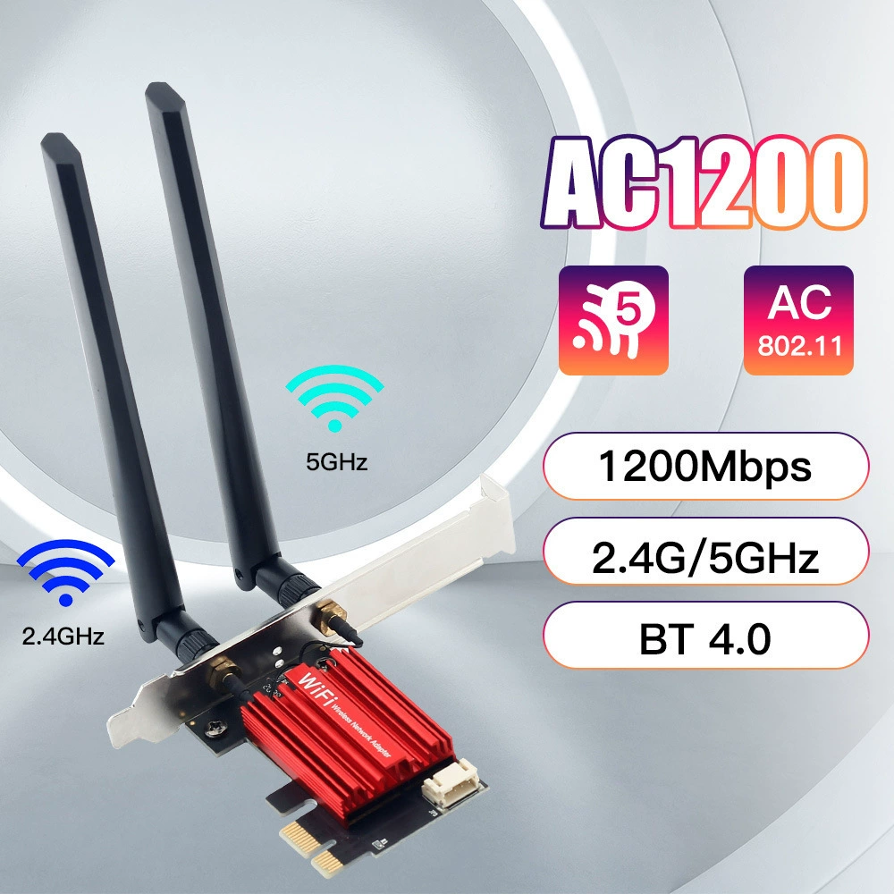AC1200 настольный компьютер Gigaba 5G двухдиапазонная беспроводная сетевая карта PCIE настольный компьютер Bluetooth WiFi приемник