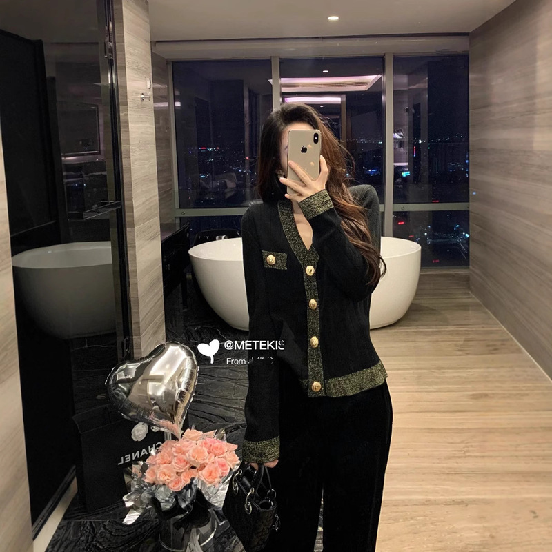 25 Years New Classic Elegant Heavy Knit Cardigan Top for Women, Fashionable Versatile Short Casual Top