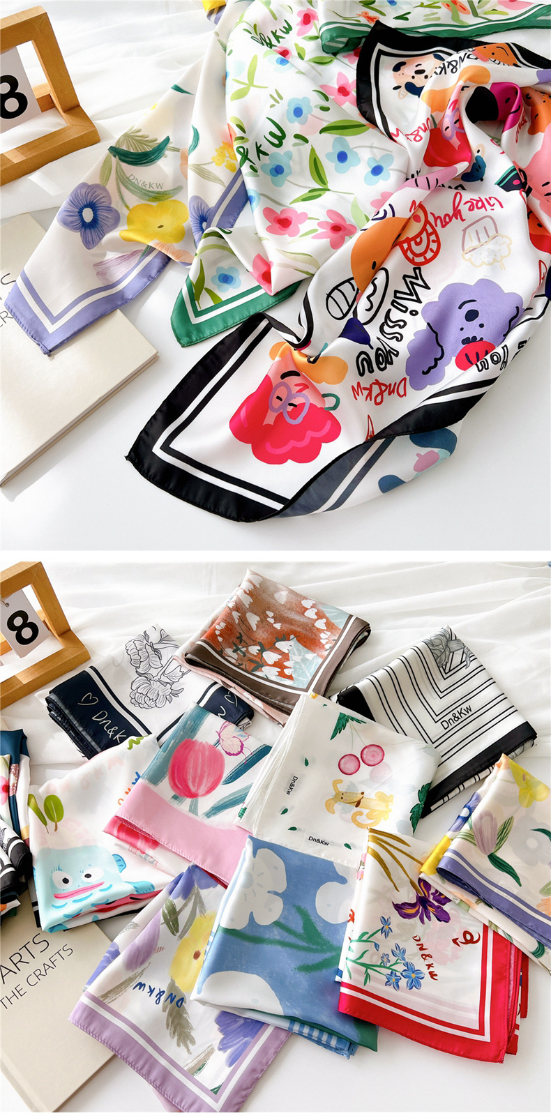 50g Weight Silk Scarf Classification Women's Elegant Geometric Polyester Silk Scarves