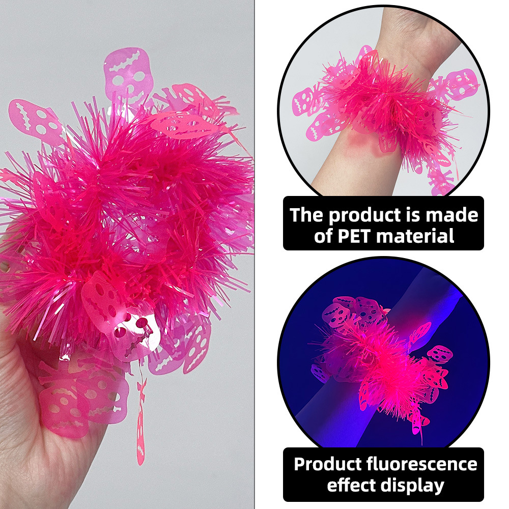Transfronterizos Halloween fluorescente banda de muñeca fantasma fiesta de luz nocturna decoración calabaza fantasma calavera brazalete flores