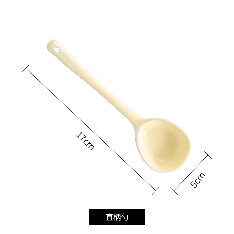 Juego de Vajilla de Cerámica Color Crema, Incluye Platos, Tazones y Cucharas