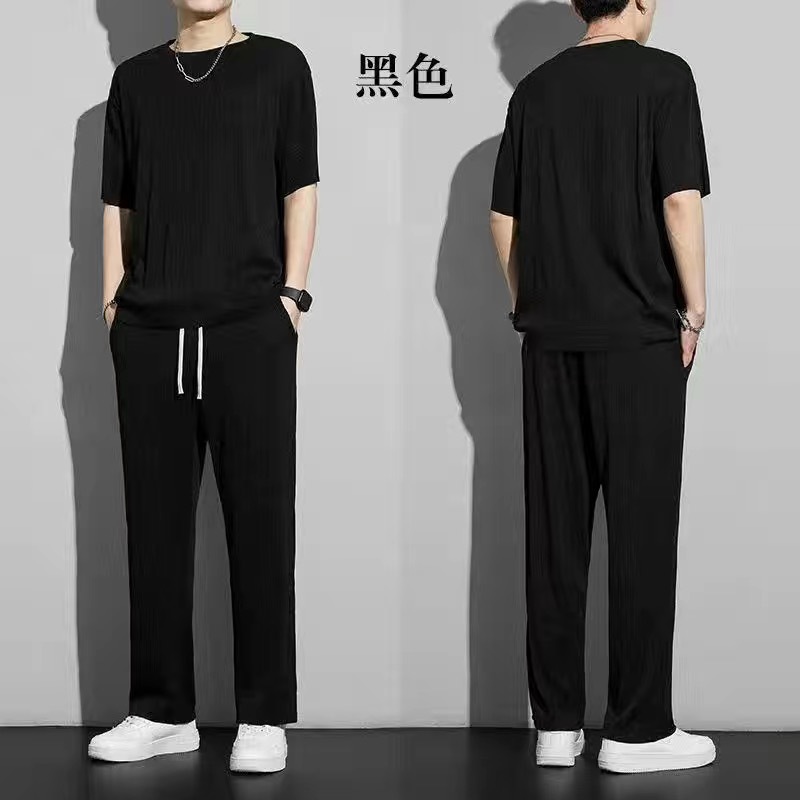 Verano delgado 2026 nuevo estilo de moda casual pantalones sueltos camiseta de manga corta ropa deportiva de secado rápido para hombres