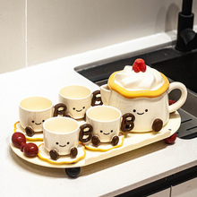 创意可爱水杯家用套装杯子客厅待客杯具玻璃茶杯高颜值陶瓷水壶