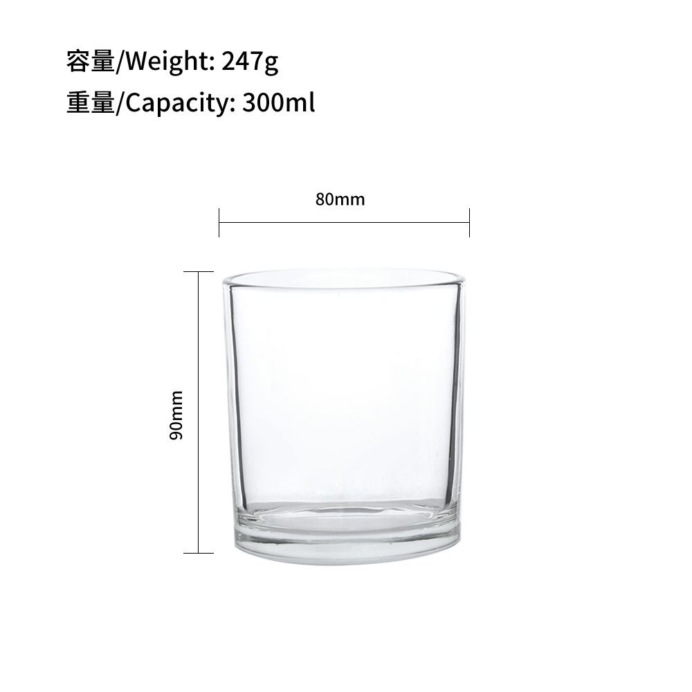Hot sale Amazon de alta calidad vidrio transparente vela taza taza de frasco de frasco de frasco de frasco 80 90