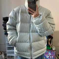 潮流高级防水面料满印提花白鸭绒立领羽绒服2025年冬季新款外套男
