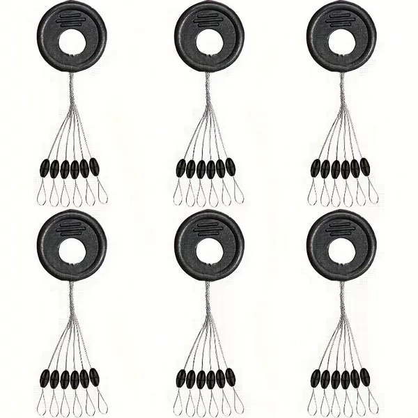 Black Silicone Space Beans Olive-Shaped Cylindrical Fishing Line Accessories Fishing Supplies Ultra-Tight Silicone Space Beans