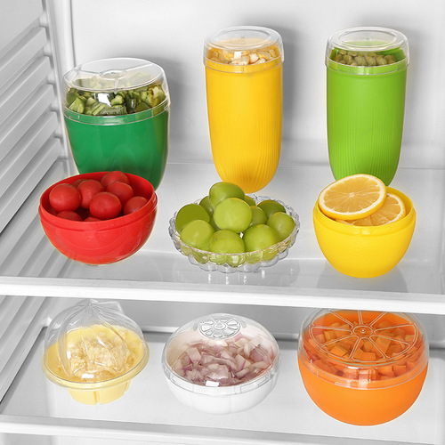 Mini vegetable sealed box Portable plastic storage box set Transparent grape and garlic storage bowl