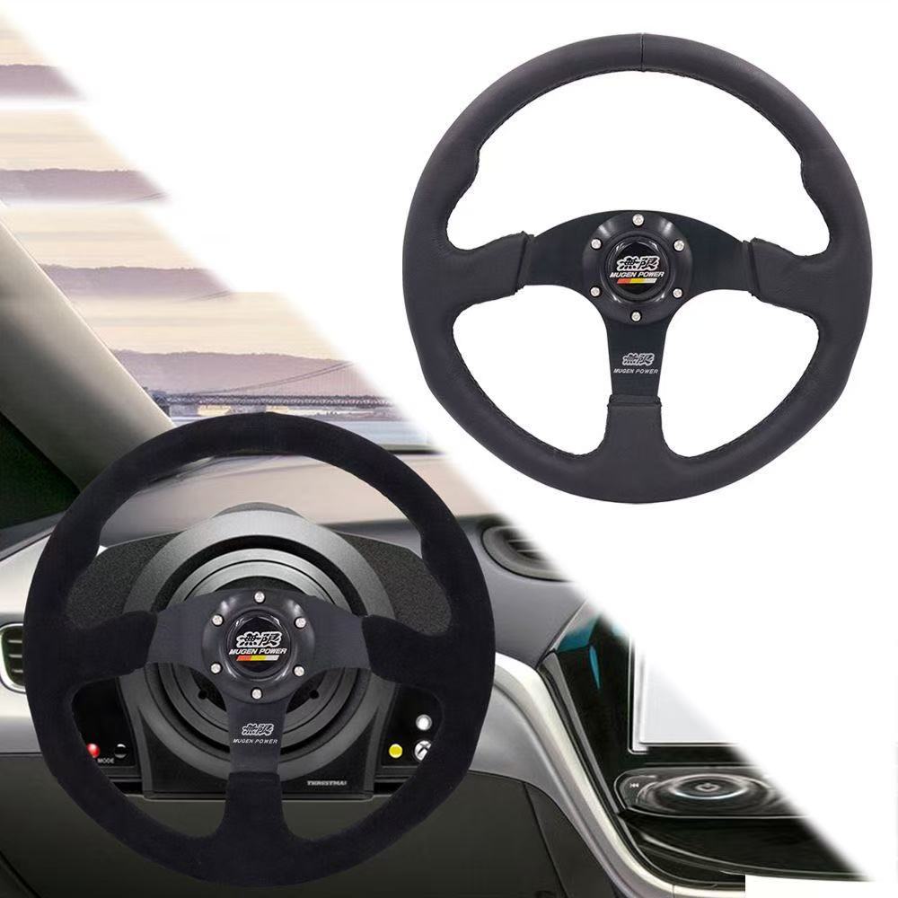 Car modification 14inch MUGEN universal quick-release racing sports steering wheel made of genuine suede leather