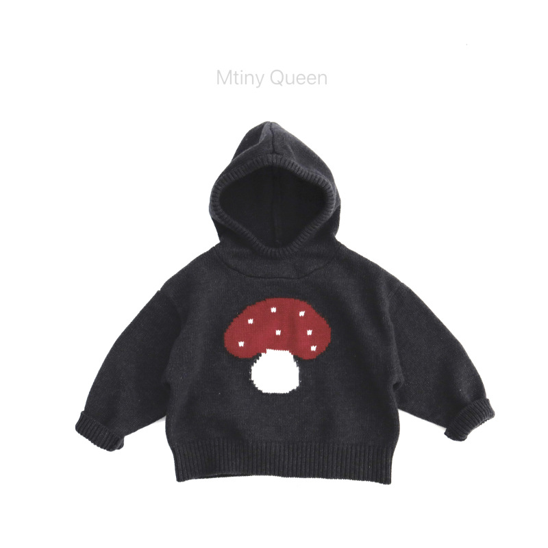 Mushroom Hoodie ~ Korean Style Sweater for Boys and Girls, Cotton Knitted Jacquard Pullover Jacket for Kidsren, Retro Trend