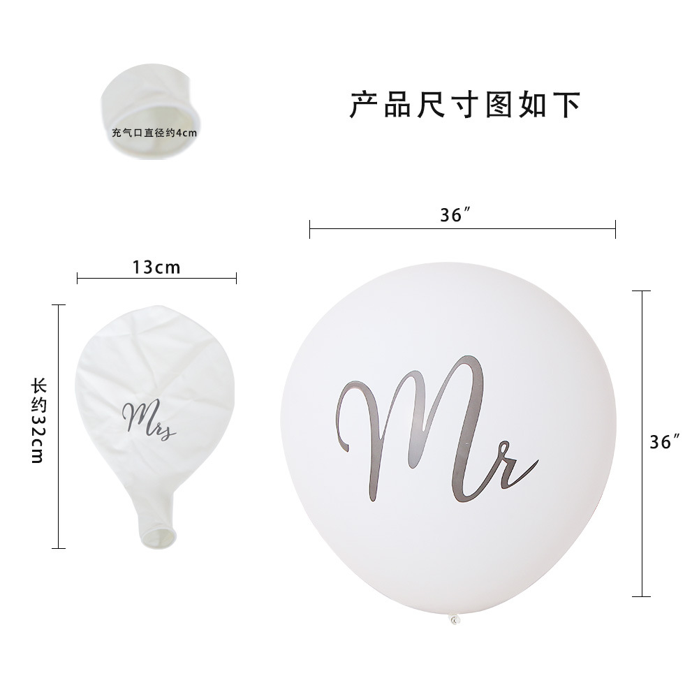 36 pulgadas globo de látex redondo blanco MRMRS Impresión de látex Boda boda compromiso fiesta decoración globo