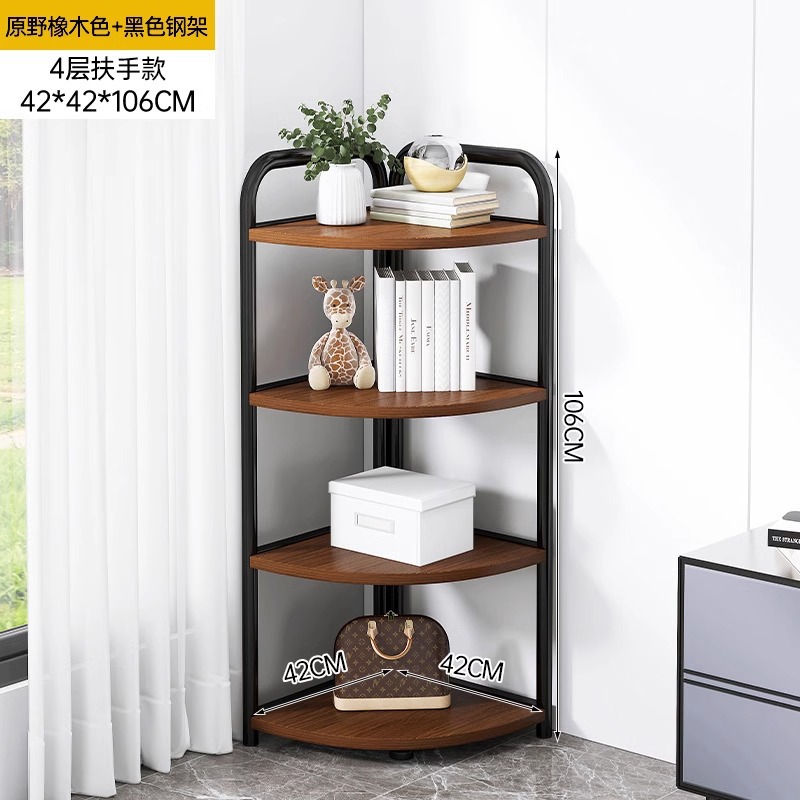 Estante de escritorio estante de almacenamiento simple de esquina de escritorio estante de almacenamiento de esquina de pared de esquina doméstica pequeño estante de libro triángulo acabado