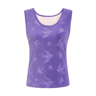 Middle-aged and elderly mother warm vest women's fleece-lined wear vest one-piece velvet vest small vest base underwear