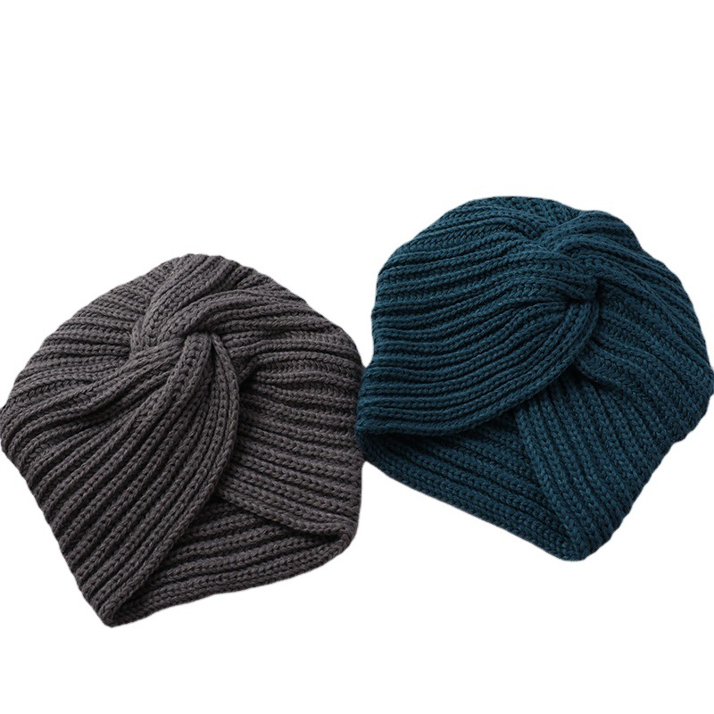 European and American Imitation Cashmere Cross-Over Indian Hat, Woolen Knitted Hat, Pullover Hat, Bohemian Headwrap Hat