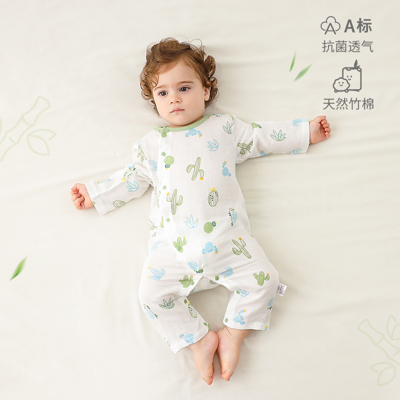 【竹纤维】婴儿衣服a类纱布连体衣竹棉薄宝宝凉感爬爬空调服睡衣