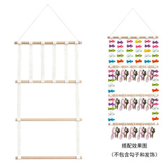 INS Decor Nordic Style Ribbon Wood Stick Children Hair Clips Hair Accessories Storage Band Wall Mounted Headwear Organizing Band 4 Layers 6 Pieces