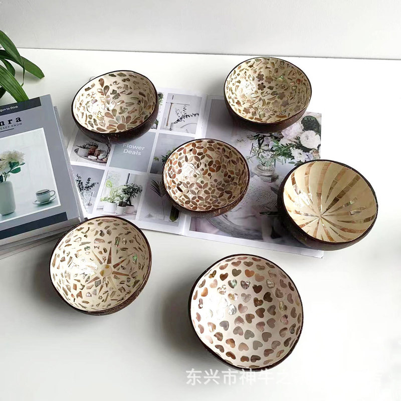 Natural Shell Coconut Bowl Creative Home Decorations Coconut Shell Bowl Salad Dessert Bowl Home Storage Decoration Ornaments