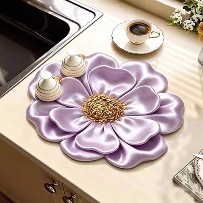 Flores de lujo ligero transfronterizo cocina de drenaje de algas absorción de agua secado rápido almohadilla de mesa mesa mesa fácil de cuidar almohadilla antideslizante resistente al desgaste