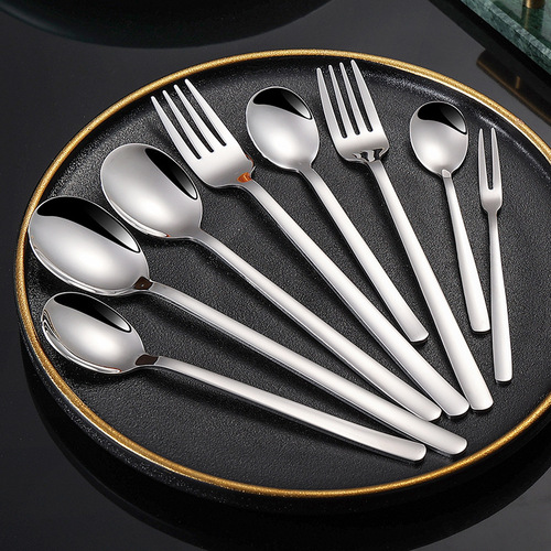 304 stainless steel spoon gold tableware spoon coffee dessert spoon wholesale home eating long handle Korean spoon