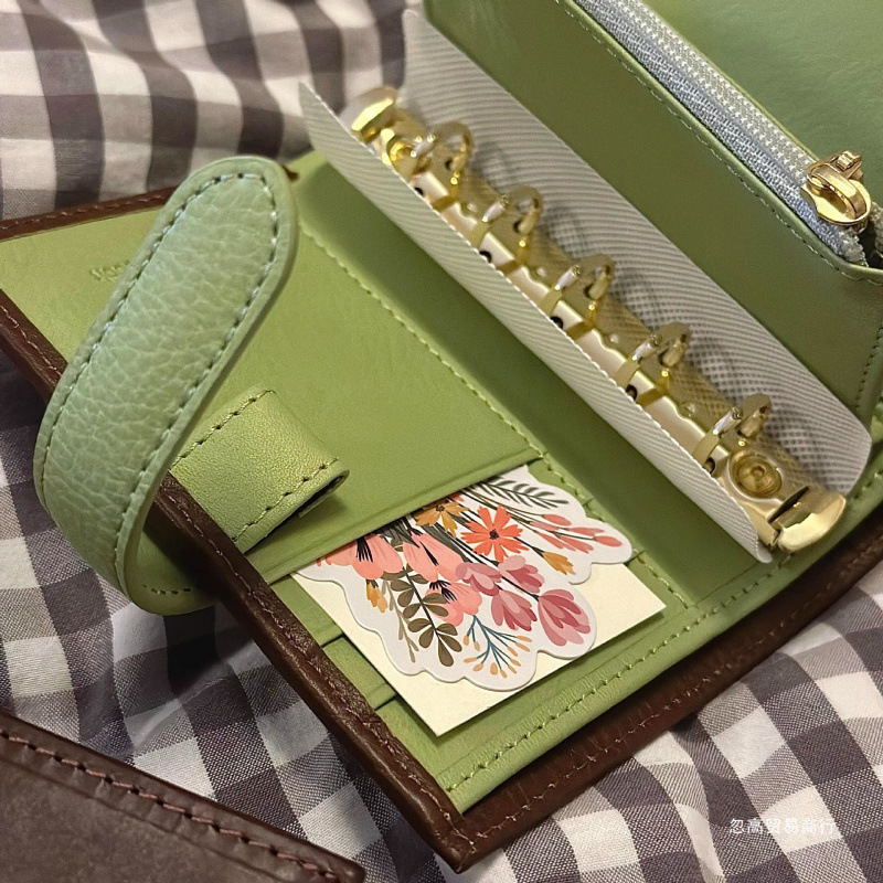 复古牛油果绿皮质手账本活页简约高颜值学生日记事笔记本子便携|undefined