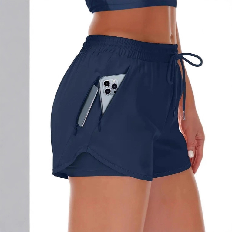 Amazon Cross-Border 2025 Women's 5inch Sports Running Shorts Quick-Drying Lightweight Fitness Shorts with Zipper