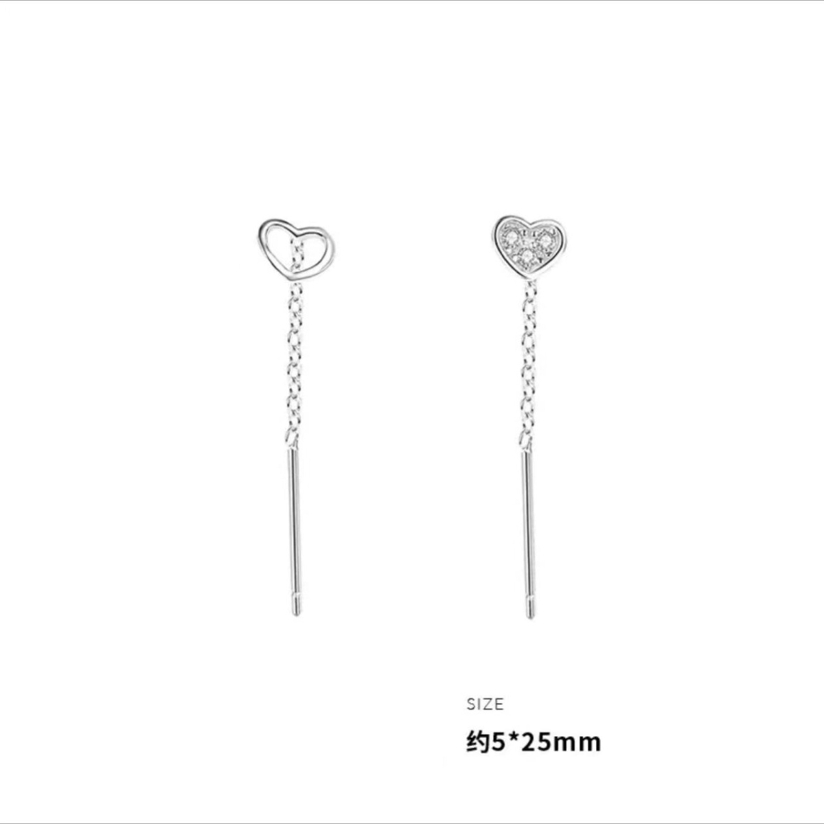Pendientes de amor asimétricos de plata de ley 925 Pendientes de mujer Pendientes Accesorios calientes de nicho 2024 image 6