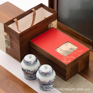 Ceramic Tea Can Empty Can Large Sealed Can Household Green Tea Black Tea Pu'Er Longjing Storage Can Moisture-Proof Tea Storage Can