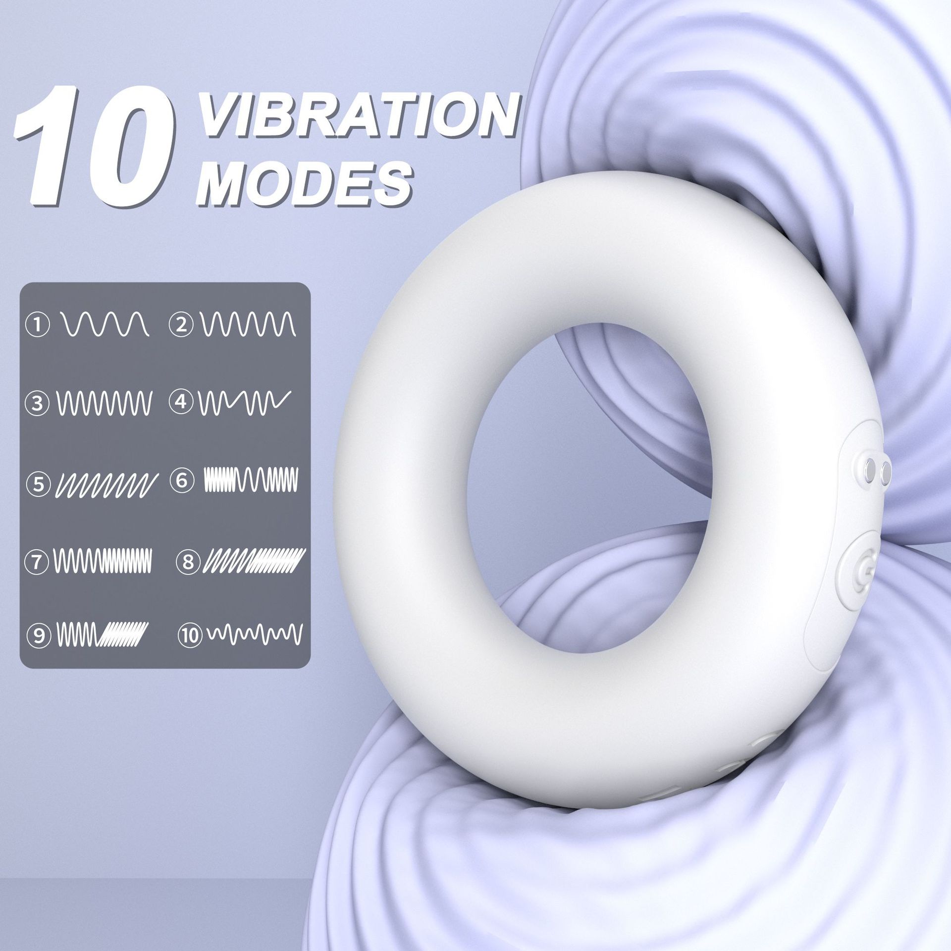 JK012 Vibrating Cock Ring, Remote-Control Silicone Couples Vibrator, White — detail image 14