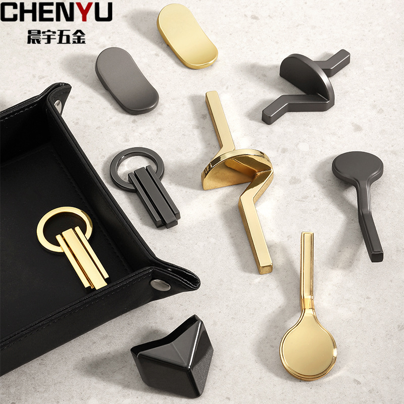 New gun gray copper color simple cabinet drawer bedside table handle shoe cabinet wardrobe furniture zinc alloy handle