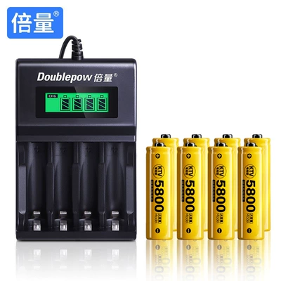 Double Capacity No. 5 Rechargeable: Hibrid akkumulyator batareyaları - uk93b-with-8-aa-5800-batteries-yellow